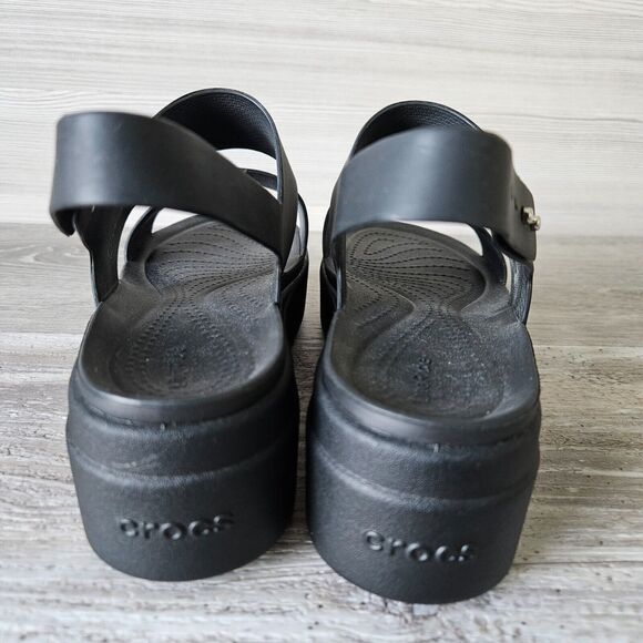 Crocs Brooklyn Low Wedge Sandals Literide Strappy Low Black Waterproof Womens 7 - Picture 6 of 12
